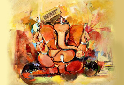 

Attractive Ganesh Painting vii POSTER PRINT ON 13X19 INCHES 3D Poster(19 inch X 19 inch, Rolled)