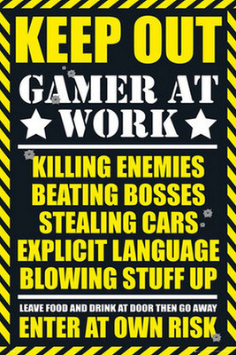 

PW 'Keep Out Gamer At Work' Wall Poster 13*19 inches Matte Finish Paper Print(19 inch X 13 inch, Rolled)