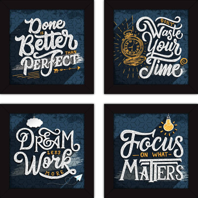 

PW Set of 4 Motivational Inspirational Quotes s - Modern Wall For Office Decor And Home Designs Wall Poster 13*19 inches Matte Finish Paper Print(19 inch X 13 inch, Rolled)