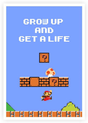 

PW Grow Up And Get A Life Mario Video Game Wall Poster 13*19 inches Matte Finish Paper Print(19 inch X 13 inch, Rolled)