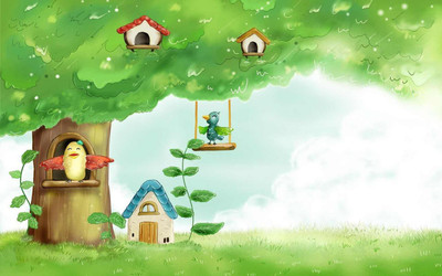 

summer birds birdhouses wall POSTER PRINT ON 13X19 INCHES Paper Print(19 inch X 13 inch, Rolled)