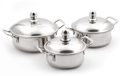 

Coconut Diva Polish With Stainless Steel Lid Handi 1 L with Lid(Stainless Steel, Induction Bottom), Silver