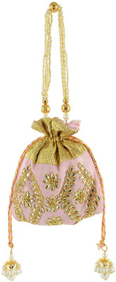 

Tooba Handicraft Tooba Handicraft Party Wear Hand Embroidered Box Clutch Bag Purse Potli For Bridal, Casual, Party , Wedding Potli(Pink)