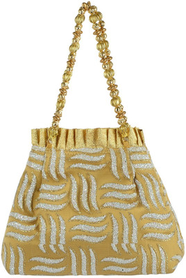 

Tooba Handicraft Tooba Handicraft Party Wear Hand Embroidered Box Clutch Bag Purse Potli For Bridal, Casual, Party , Wedding Potli(Gold)