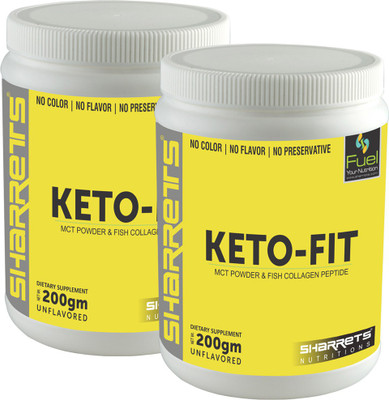 

SHARRETS NUTRITIONS KETO FIT [ Blend of Fish Collagen Peptide and Medium Chain Tryglycerides] Nutrition Drink(400 g, Unflavored Flavored)