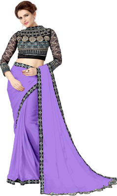 

onlinefayda Embroidered Daily Wear Satin Saree(Purple)