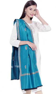 

Weavers Villa Wool Floral Print Women's Shawl(Blue)
