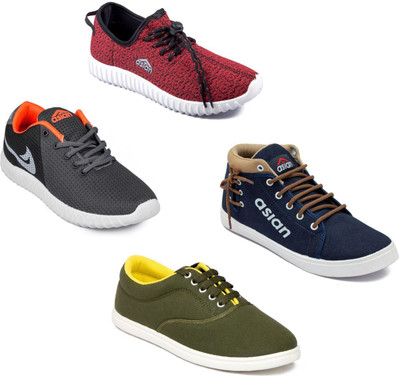 

Asian Asian men's casual shoes with sports shoes combo pack of 4 Casuals For Men(Multicolor
