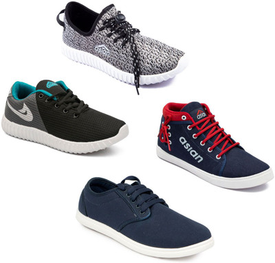 

Asian Asian men's casual shoes with sports shoes combo pack of 4 Casuals For Men(Multicolor