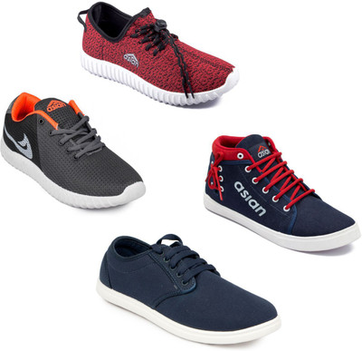 

Asian Asian men's casual shoes with sports shoes combo pack of 4 Casuals For Men(Multicolor