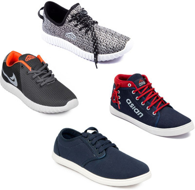 

Asian Asian men's casual shoes with sports shoes combo pack of 4 Casuals For Men(Multicolor