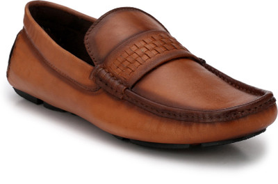 

El Paso Genuine Leather Weaved Brown Genuine Leather Casual Driving Shoes Loafers For Men(Brown