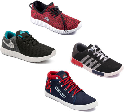 

Asian Asian men's casual shoes with sports shoes combo pack of 4 Casuals For Men(Multicolor