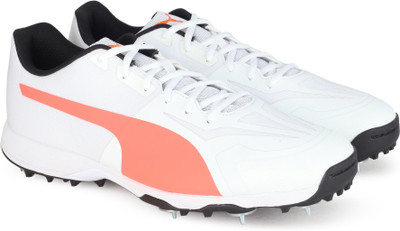 

Puma evoSPEED 360.1 Cricket Spike Cricket Shoes For Men(White, Orange, White-fiery coral-bl