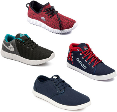 

Asian Asian men's casual shoes with sports shoes combo pack of 4 Casuals For Men(Multicolor
