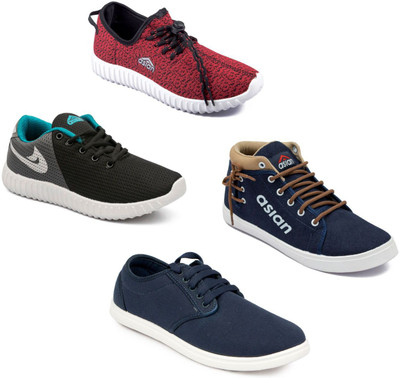 

Asian Asian men's casual shoes with sports shoes combo pack of 4 Casuals For Men(Multicolor