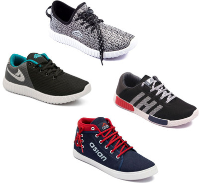 

Asian Asian men's casual shoes with sports shoes combo pack of 4 Casuals For Men(Multicolor
