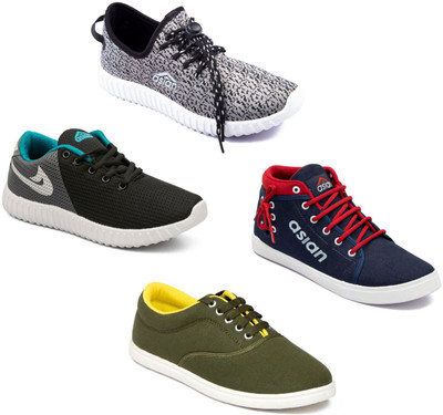 

Asian Asian men's casual shoes with sports shoes combo pack of 4 Casuals For Men(Multicolor