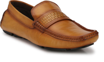 

El Paso Genuine Leather Weaved Tan Genuine Leather Casual Driving Shoes Loafers For Men(Tan