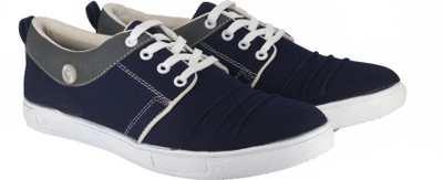 

LeatherKraft Men's Lace-up Canvas Shoes For Men(Blue
