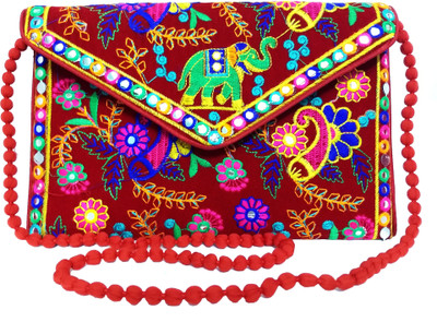 

Now-N-New Women Casual Maroon Cotton Sling Bag