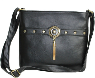 

churo Women Casual Black PU Sling Bag