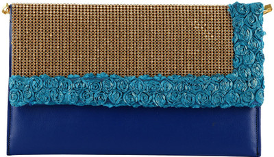 

Tooba Handicraft Women Evening/Party Blue Leatherette Sling Bag