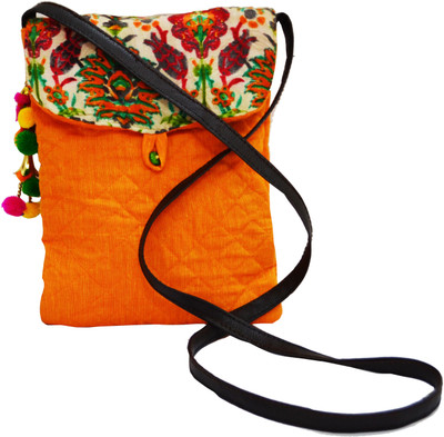 meSleep Girls Casual Orange Cotton Sling Bag