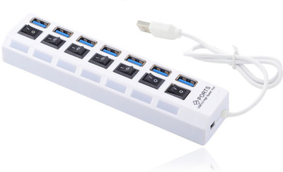 

Macngrid High Speed 7 Ports Usb Hub 3.0/2.0 With Independent On/Off Switches USB Hub, Laptop Accessory, USB Cable(White)