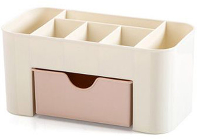 

SYGA 6 Cells Space Saving Desk Organizers With a Drawer (Pink) Cosmetics Holder Vanity Box(Pink)
