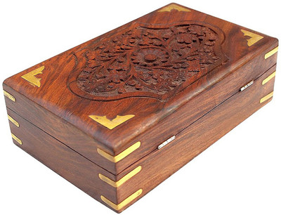 

WoodCart Wooden H@ndmade Box for Women Jewel Organizer Hand Carved Carvings Gift Items Sulfi Design Makeup, Jewellery & other Utility Vanity Box(Brown)