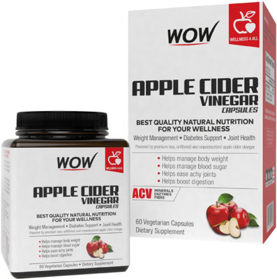

WOW Life Science Raw Apple Cider Vinegar Capsules Apple Cider Vinegar(60, Apple Flavored)