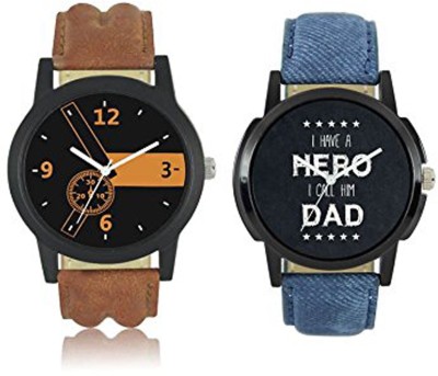 LEBENSZEIT New Stylish Fashionable Set Of Two Leather Watch For Men Club Watch  - For Boys   Watches  (LEBENSZEIT)