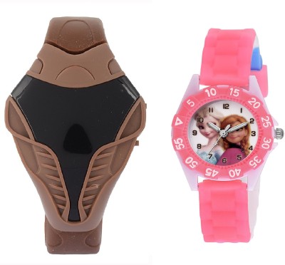 COSMIC BROWN COBRA DIGITAL LED BOYS WATCH WITH DESINGER AND FANCY PRINCES CARTOON PRINTED ON TINNY DIAL KIDS & CHILDREN Watch  - For Boys & Girls   Watches  (COSMIC)