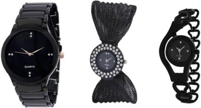 Ismart IIK Black & zullo Black & Chain Black combo for women watches Watch  - For Girls   Watches  (Ismart)