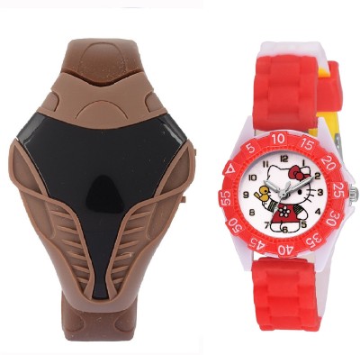 COSMIC BROWN COBRA DIGITAL LED BOYS WATCH DESINGER AND FANCY KITTY CARTOON PRINTED ON TINNY DIAL KIDS & CHILDREN Watch  - For Boys & Girls   Watches  (COSMIC)