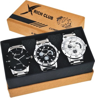 Rich Club Pack Of 3 Stainless Steel Belt Gentlemen's Watch  - For Men   Watches  (Rich Club)