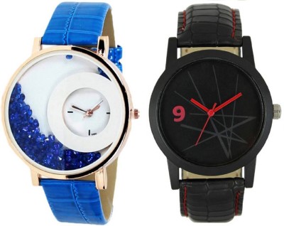 PEPPER STYLE Attractive Stylish 2 Combo Blue Mxre & Lorem Genium Black Leather Strap Girls & Boys Analog Watch STYLE 079 STYLE 084 Hybrid Watch  - For Men & Women   Watches  (PEPPER STYLE)