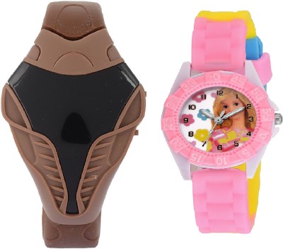 COSMIC BROWN COBRA DIGITAL LED BOYS WATCH WITH DESINGER AND FANCY KITTY CARTOON PRINTED ON TINNY DIAL KIDS & CHILDREN Watch  - For Boys & Girls   Watches  (COSMIC)