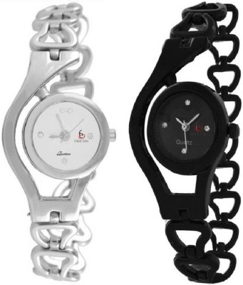 Freny Exim Silver And Black Bracelet Chain Strap Fancy And Trendy Watch  - For Girls   Watches  (Freny Exim)