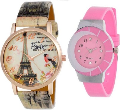 Ismart miss perfect Efill tower and pink print 324 combo for girls watches Watch  - For Girls   Watches  (Ismart)