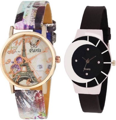 Ismart Efill tower purple Rose and Black Print 324 combo for girls watches Watch  - For Girls   Watches  (Ismart)