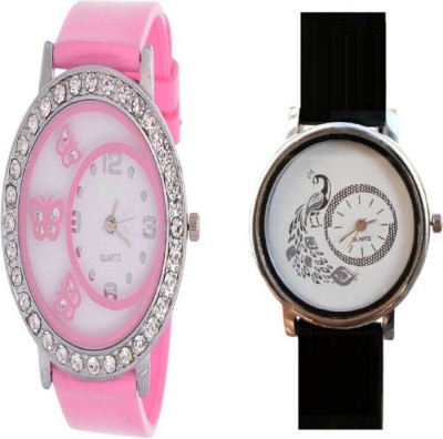 Ismart Purple Butterfly 312 and pink Peacock 301 combo watches for girls Watch  - For Girls   Watches  (Ismart)