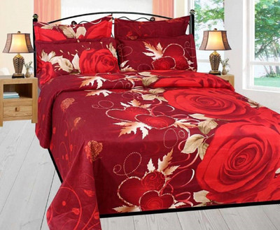 

Astra 250 TC Polycotton Double Floral Bedsheet(Pack of 1, Red)