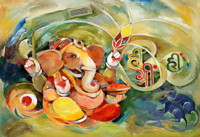 

Attractive Ganesh Painting iii POSTER PRINT ON 13X19 INCHES Paper Print(19 inch X 13 inch, Rolled)
