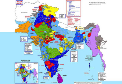 

INDIA 1934 1947 under the British, India was divided into a few large directly ruled provinces, mixed with over 500 POSTER PRINT ON 13X19 INCHES 3D Poster(13 inch X 19 inch, Rolled)