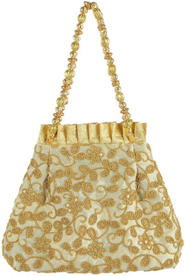 

Tooba Handicraft Tooba Handicraft Party Wear Hand Embroidered Box Clutch Bag Purse Potli For Bridal, Casual, Party , Wedding Potli(Gold)