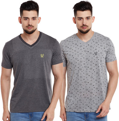 MACK JONNEY Solid Men V Neck Multicolor T-Shirt