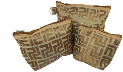 

RK Brands Designer Travel Makeup Pouches (Set of 3) Travel Toiletry Kit(Brown)