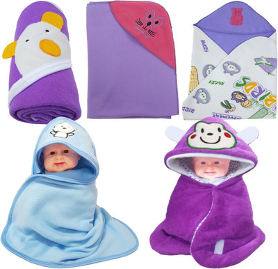 

BRANDONN Abstract  Hooded Baby Blanket(Polyester, WINE
